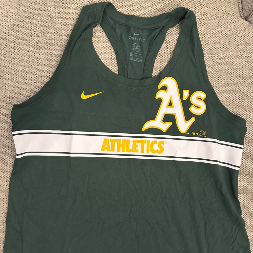 Nike Women's Green and Yellow Athletics Tank Top